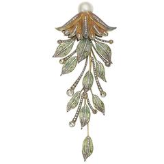Pearl, Diamond & Enamel Brooch 11