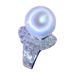 Anello con diamanti di perle dei mari del sud certificati GIT in oro 18 carati