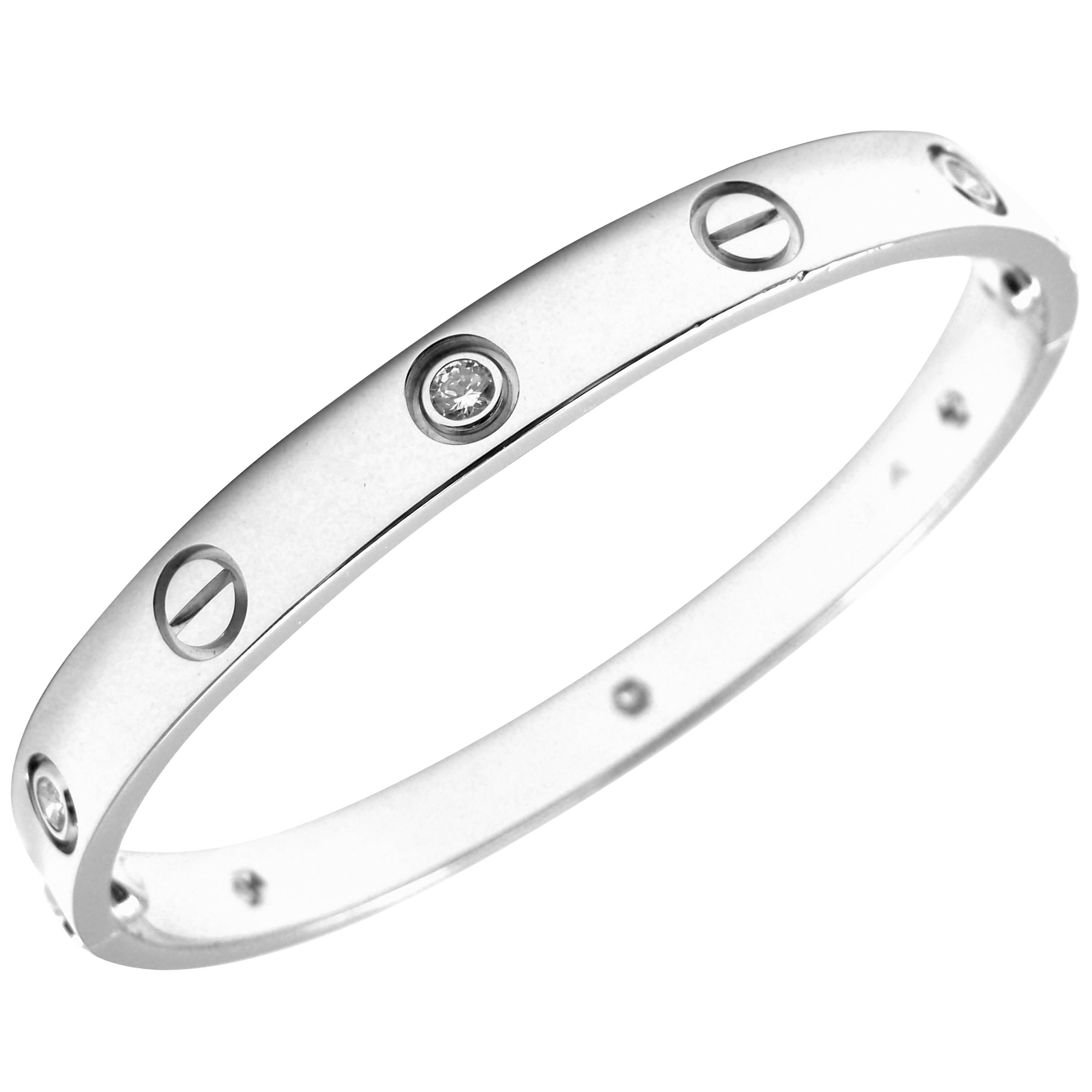 Cartier 6 Diamond White Gold LOVE Bangle Bracelet