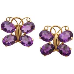 Charming Amethyst Gold Butterfly Earrings