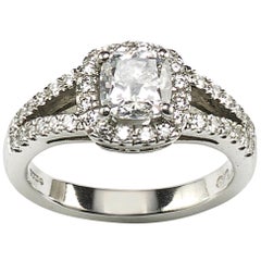 1.01 Carat D SI1 Cushion Diamond Platinum Ring