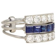 Art Deco J.E. Caldwell Diamond and Sapphire Harem Ring