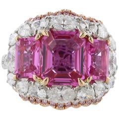 5.34 Carat Unheated Pink Sapphire Diamond Cluster Ring 9