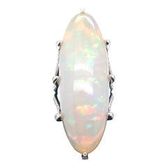 Weißgold-Cocktailring mit 52,05 Karat Opal im Marquise-Schliff und Diamant