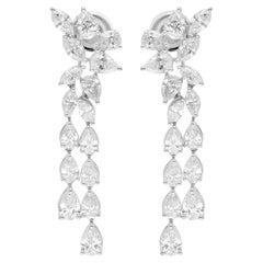 SGL Certified 5 Carat Marquise Pear Diamond 14 Karat White Gold Dangle Earrings