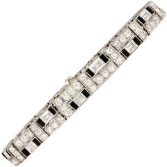 Art Deco Udall & Ballou Diamond and Onyx Bracelet