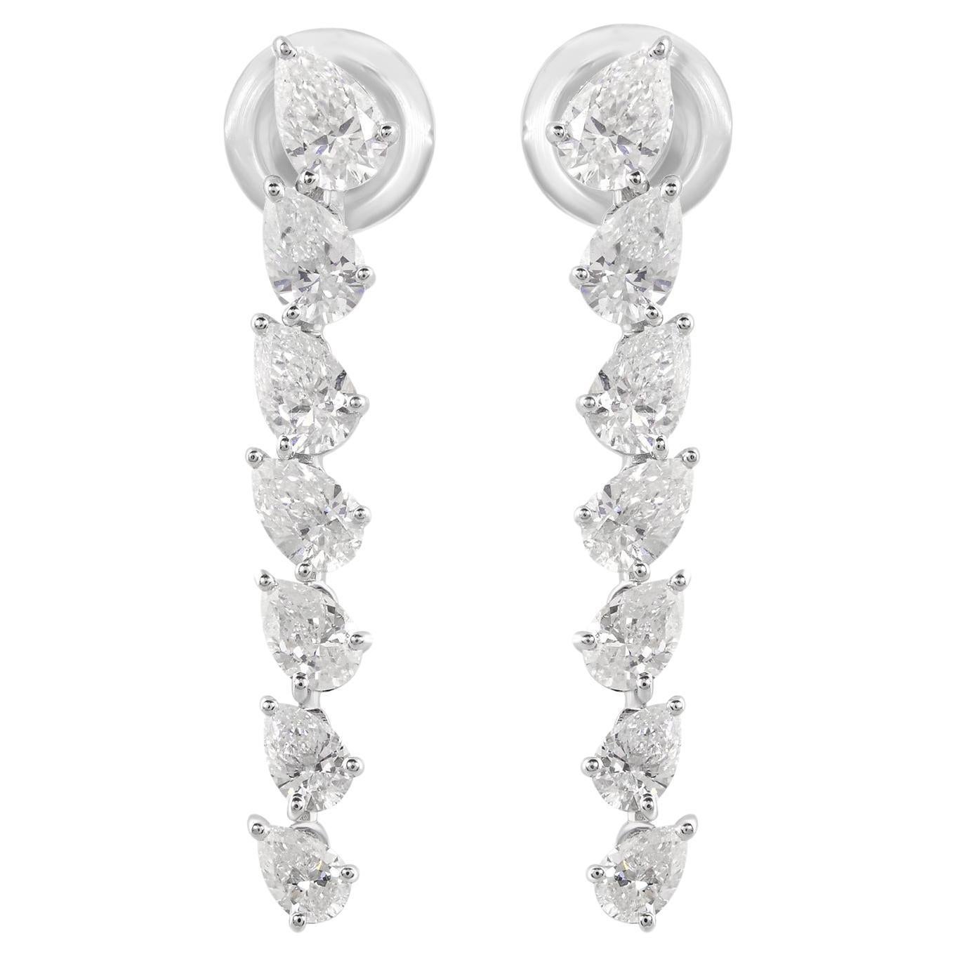 1/4 Carat SI Clarity H Color Pear Brilliant Cut Diamond Earrings 14k White Gold