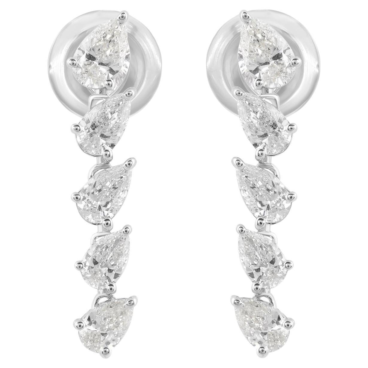 Natural 1.31 Carat SI Clarity HI Color Pear Diamond Earrings 14 Karat White Gold