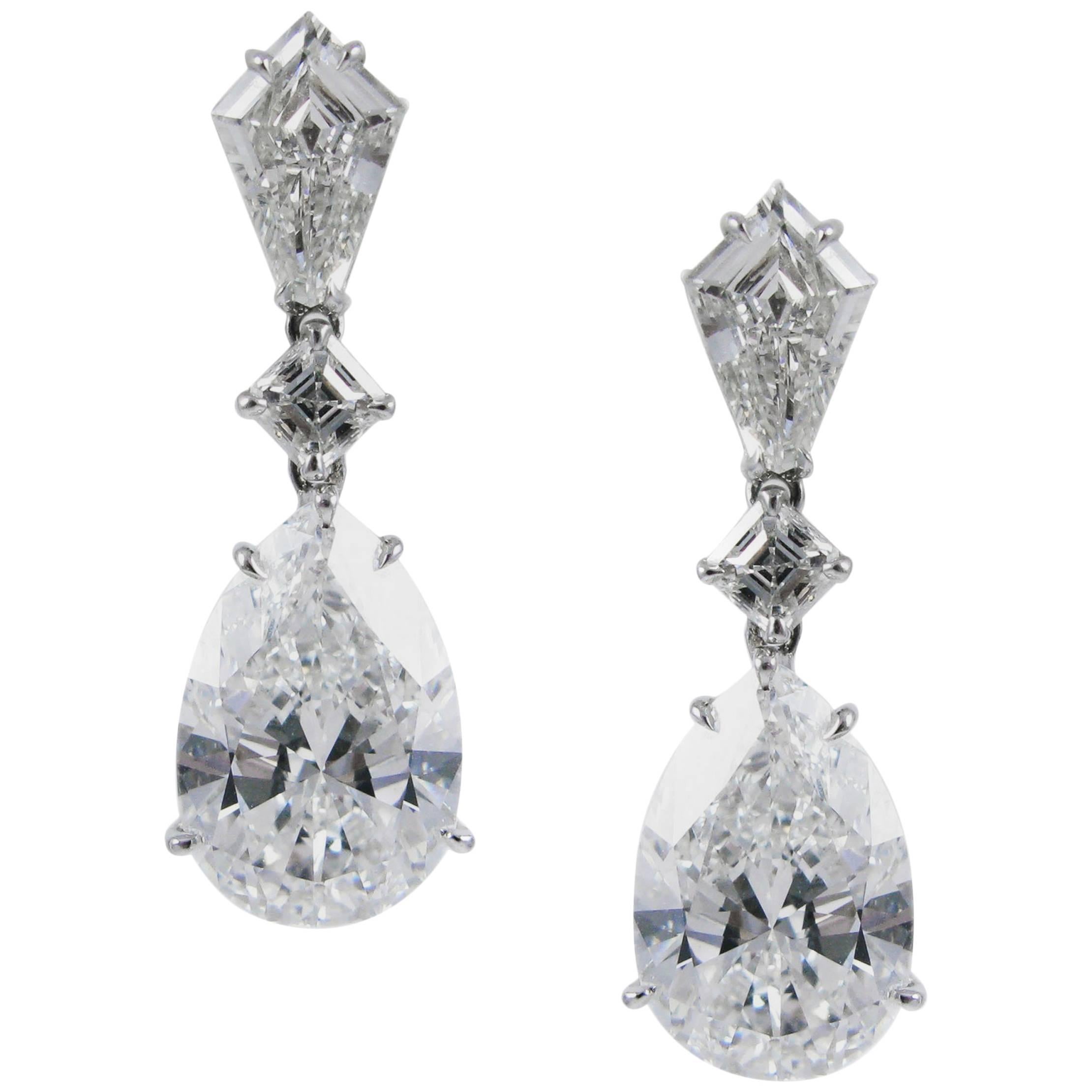 J. Birnbach GIA Certified 10.06 carat EVS2 Pear Diamond Drop Earrings For Sale