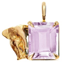 Eighteen Karat Yellow Gold Contemporary Elephant Amethyst Pendant Necklace