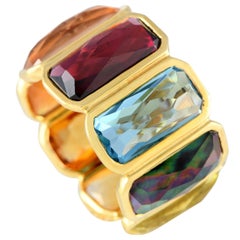 Ippolita Wonderland 18K Yellow Gold Multicolored Gemstone Wedding Band Ring