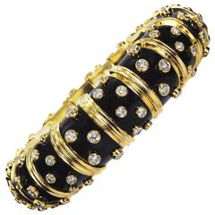 Schlumberger Tiffany & Co.Black Paillonne Enamel Diamond Schlumberger Bracelet 3