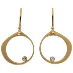 Handmade Diamond and 14k Yellow Gold Earrings