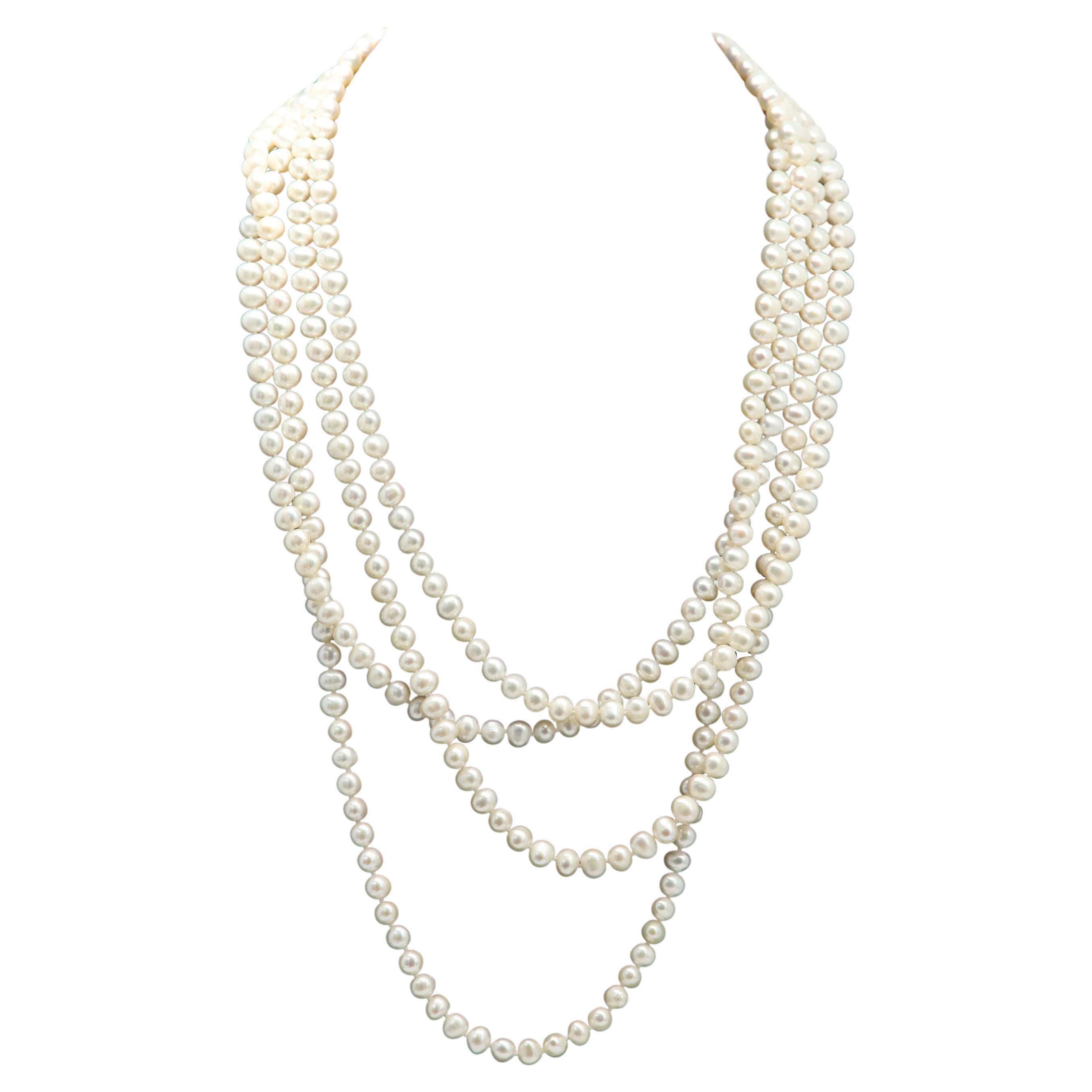 Very Long Pearl String Necklace fresh water Pearls 100 Inches Long Pearl Strand