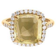 Bague en or jaune 14 carats avec saphir jaune de 6,37 carats et diamant de 0,63 carat