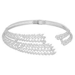 28.60 Carat SI/H Pear Brilliant Cut Diamond Choker Necklace 14 Karat White Gold