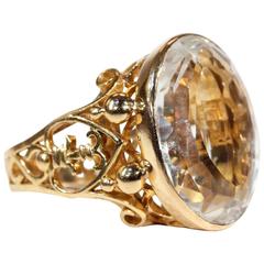 1950s Aquamarine Gold Ring Neoclassical