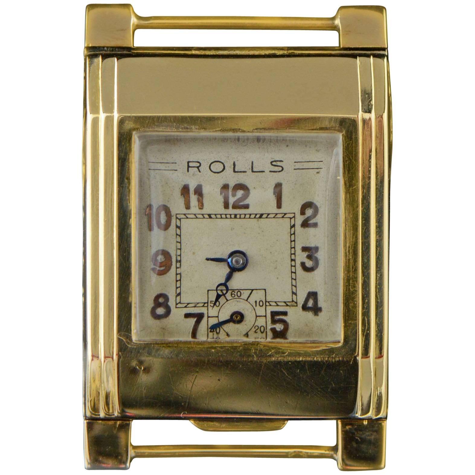 Rolls Yellow Gold First Automatic Wristwatch 1930s  For Sale