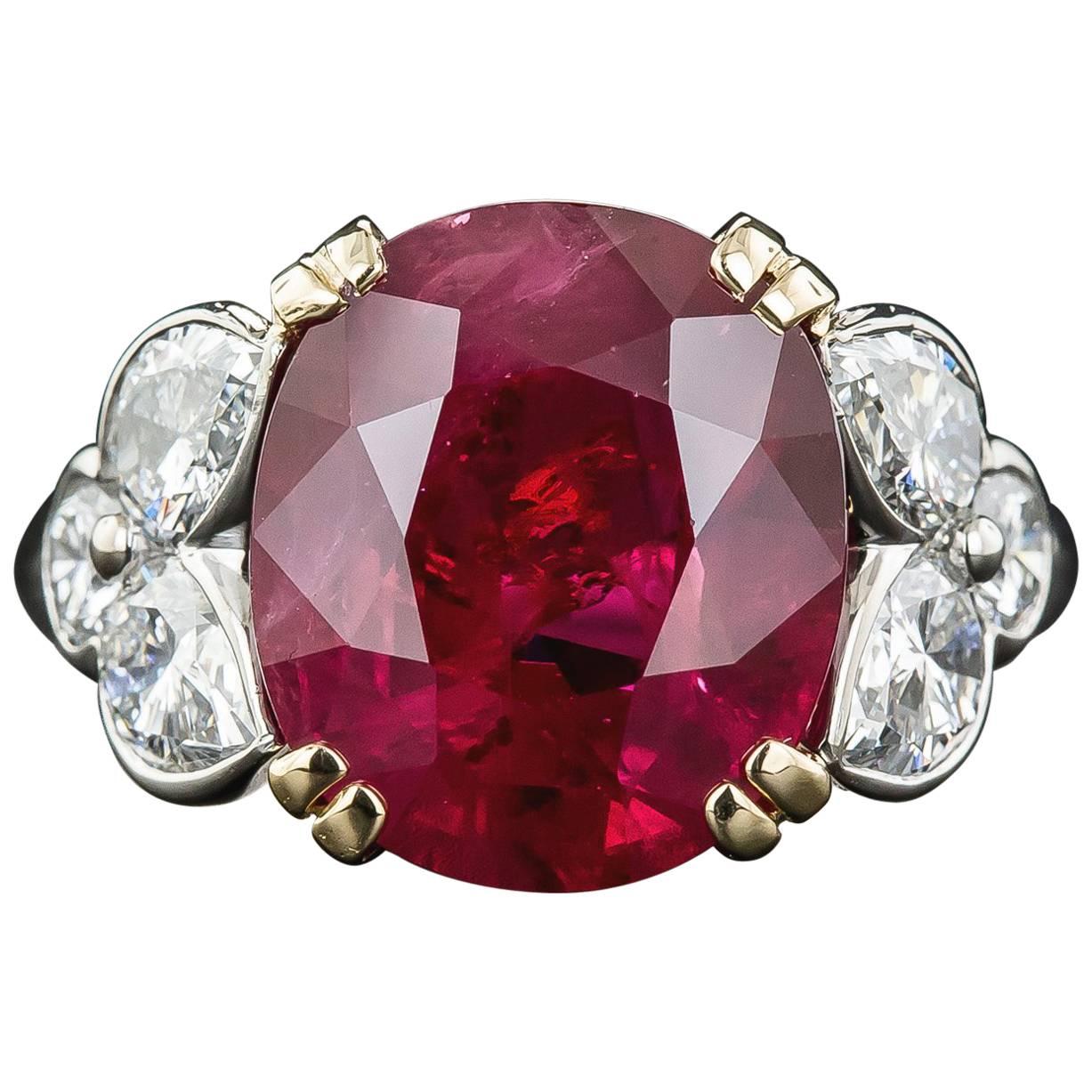 9.15 Carat GIA Certified Ruby Diamond Ring For Sale