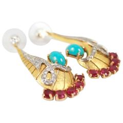 Turquoise and Ruby Earrings 9