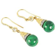 Malachite and Diamond Drop Earrings 6