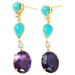 Amethyst and Turquoise Drop Earrings