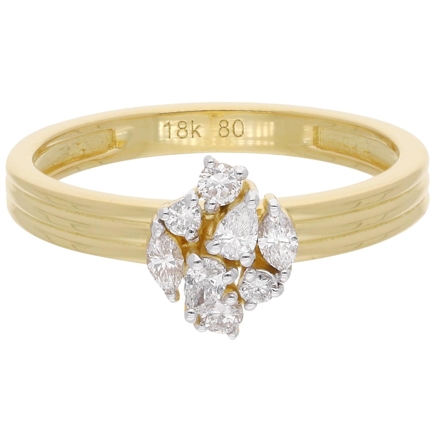 Reinheit HI Farbe birnenförmiger Marquise-Diamantring aus 18 Karat Gelbgold