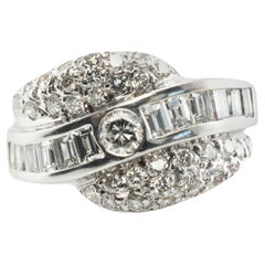 Natural Diamond Ring 14K White Gold Band 1.31 TDW
