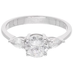 1.30 Carat Round Pear Diamond Wedding Ring 18 Karat White Gold Handmade Jewelry