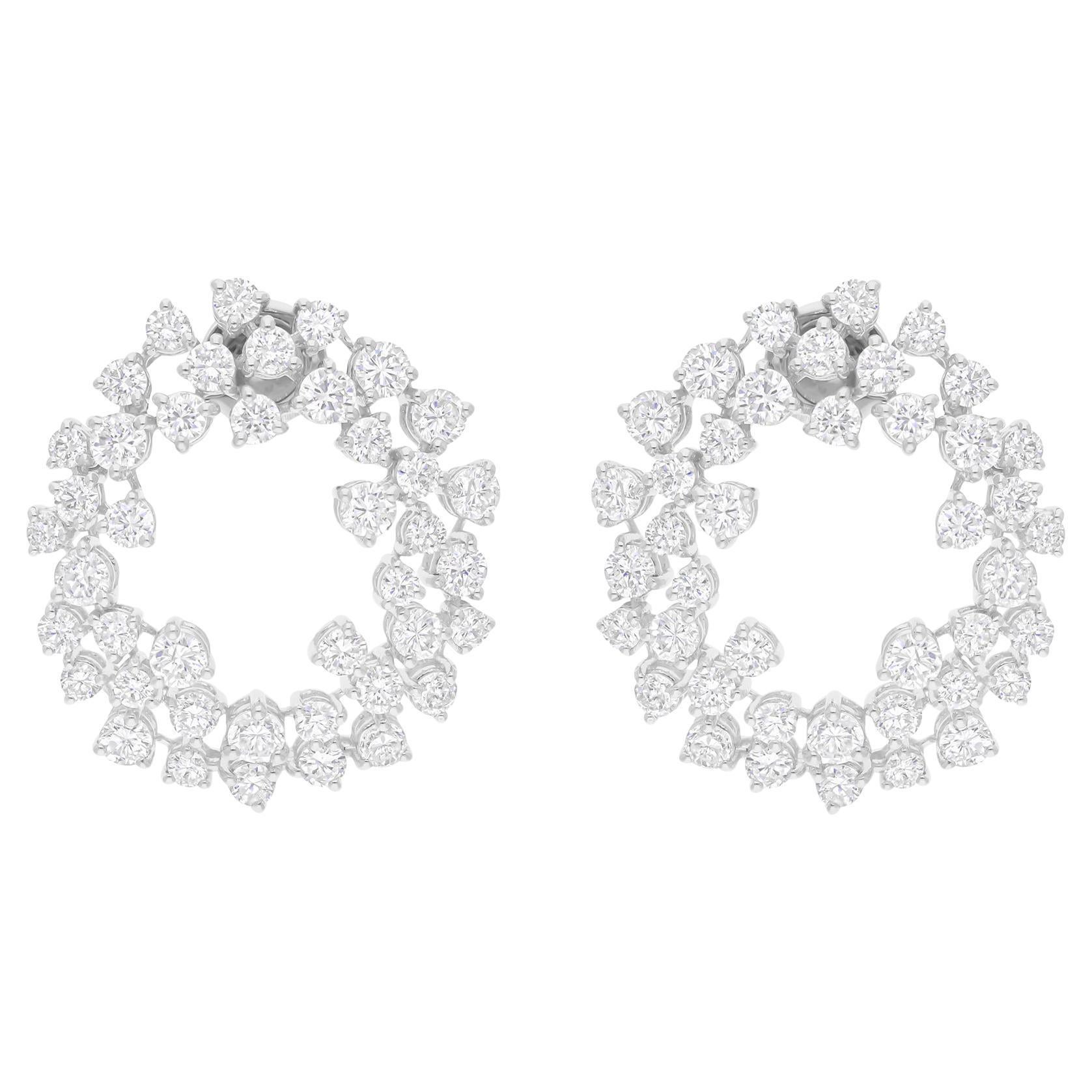 Natural 6.95 Carat SI/H Round Diamond Earrings 14 Karat White Gold Fine Jewelry