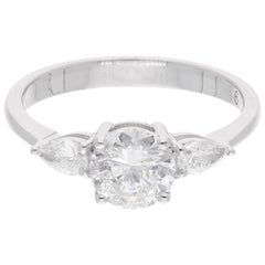 Anillo de boda de diamantes redondo pera de 1,30 quilates de oro blanco de 14 quilates Joyería hecha a mano