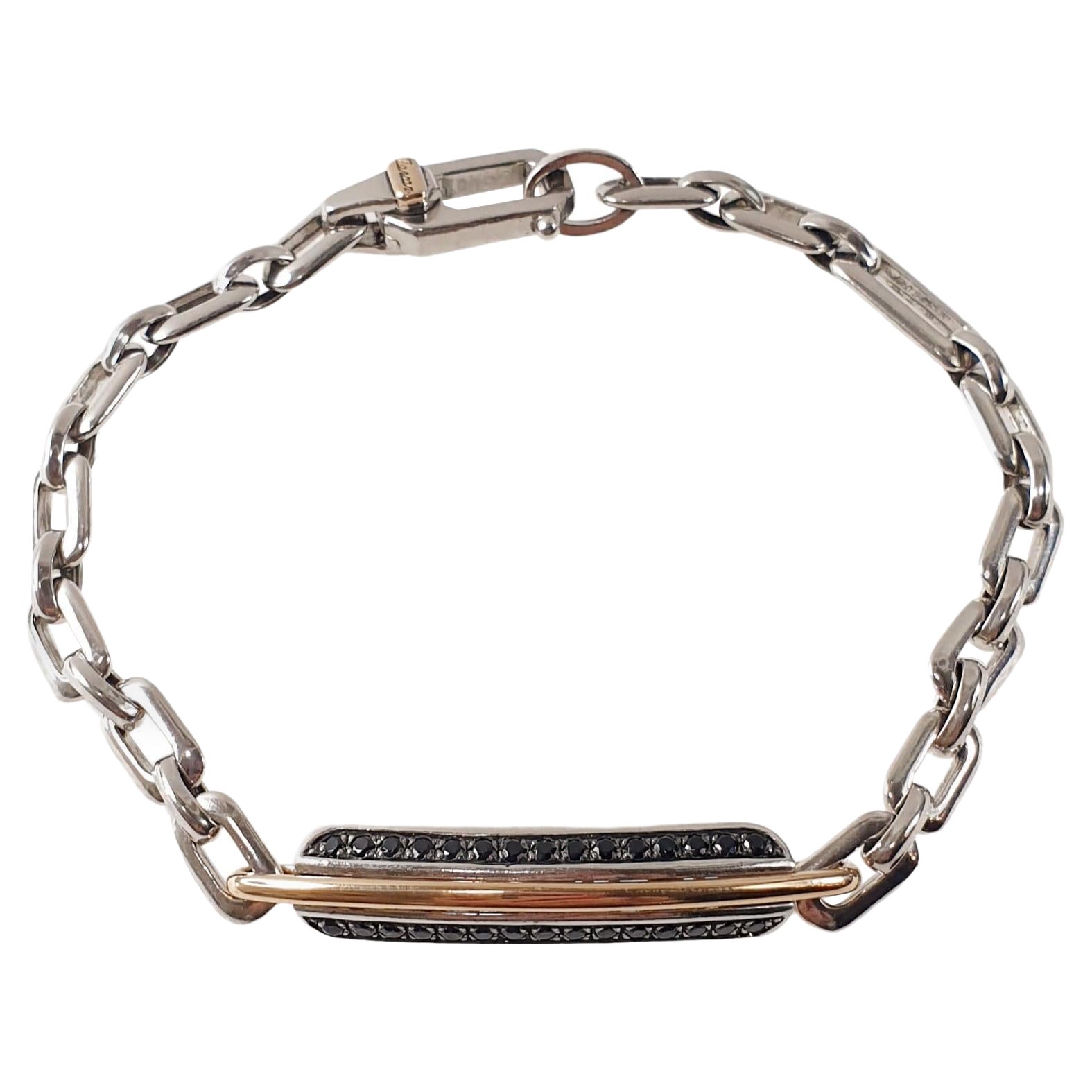 Zancan Cosmopolitanisches Armband aus Sterlingsilber, Roségold und schwarzen Spinellen