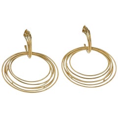 Italian 1970's  Modernist Gold Earrings
