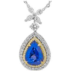 2.97 Carat Tanazanite Diamond Double Halo Necklace 11