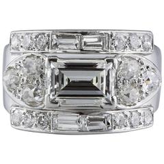 Art Deco Emerald Cut Diamond Gold Ring 4