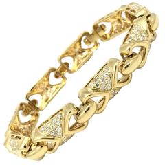 4.45 Carat Diamond Link Bracelet in 18 Karat Yellow Gold