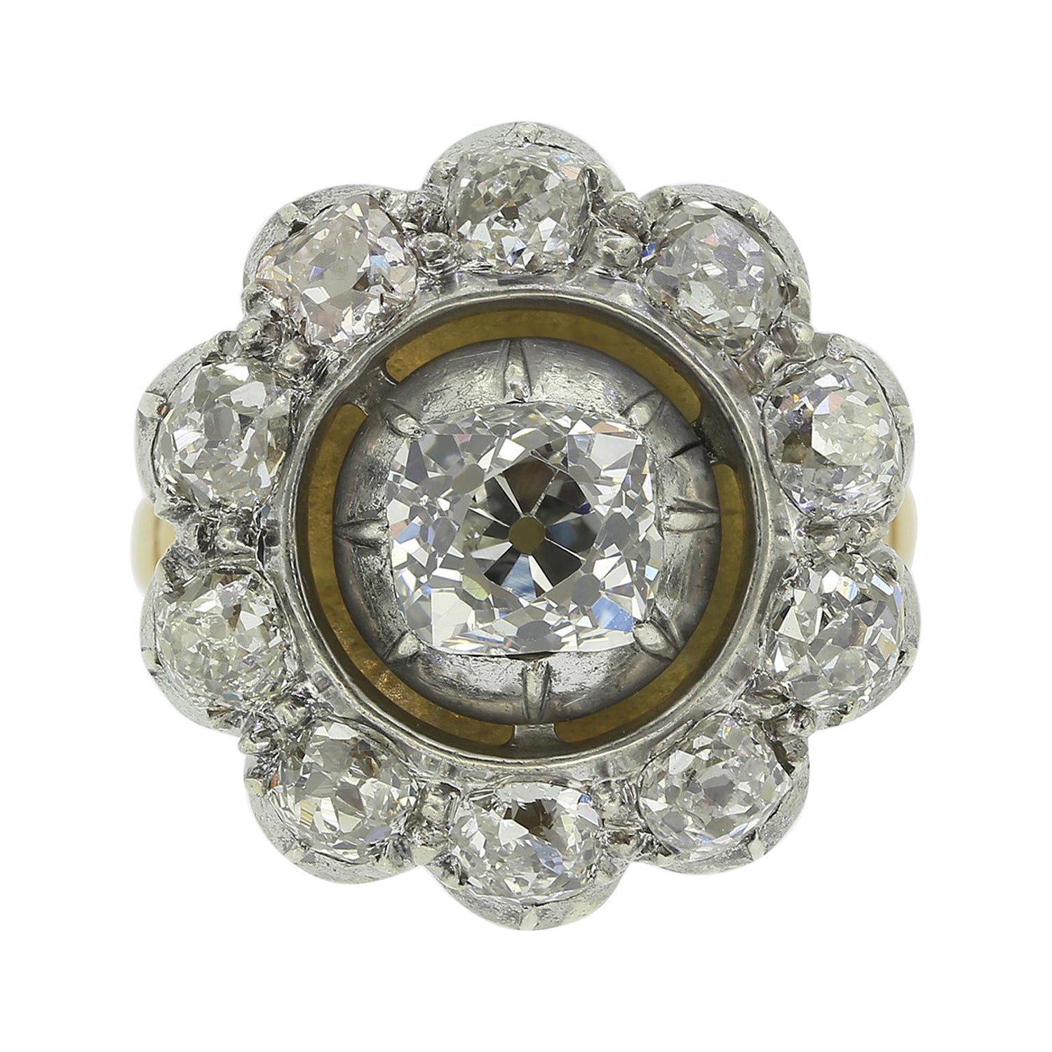 Antique Old Cut Diamond Cluster Ring