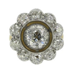 Anillo en racimo de diamantes talla antigua