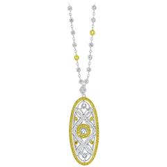 Round Brilliant Cut Diamond and Natural Fancy Yellow Diamond Necklace