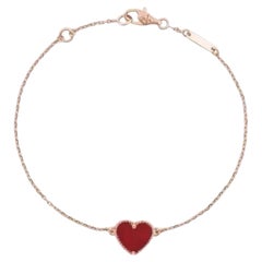 Van Cleef & Arpels Sweet Alhambra Carnelian Heart 18K Rose Gold Bracelet