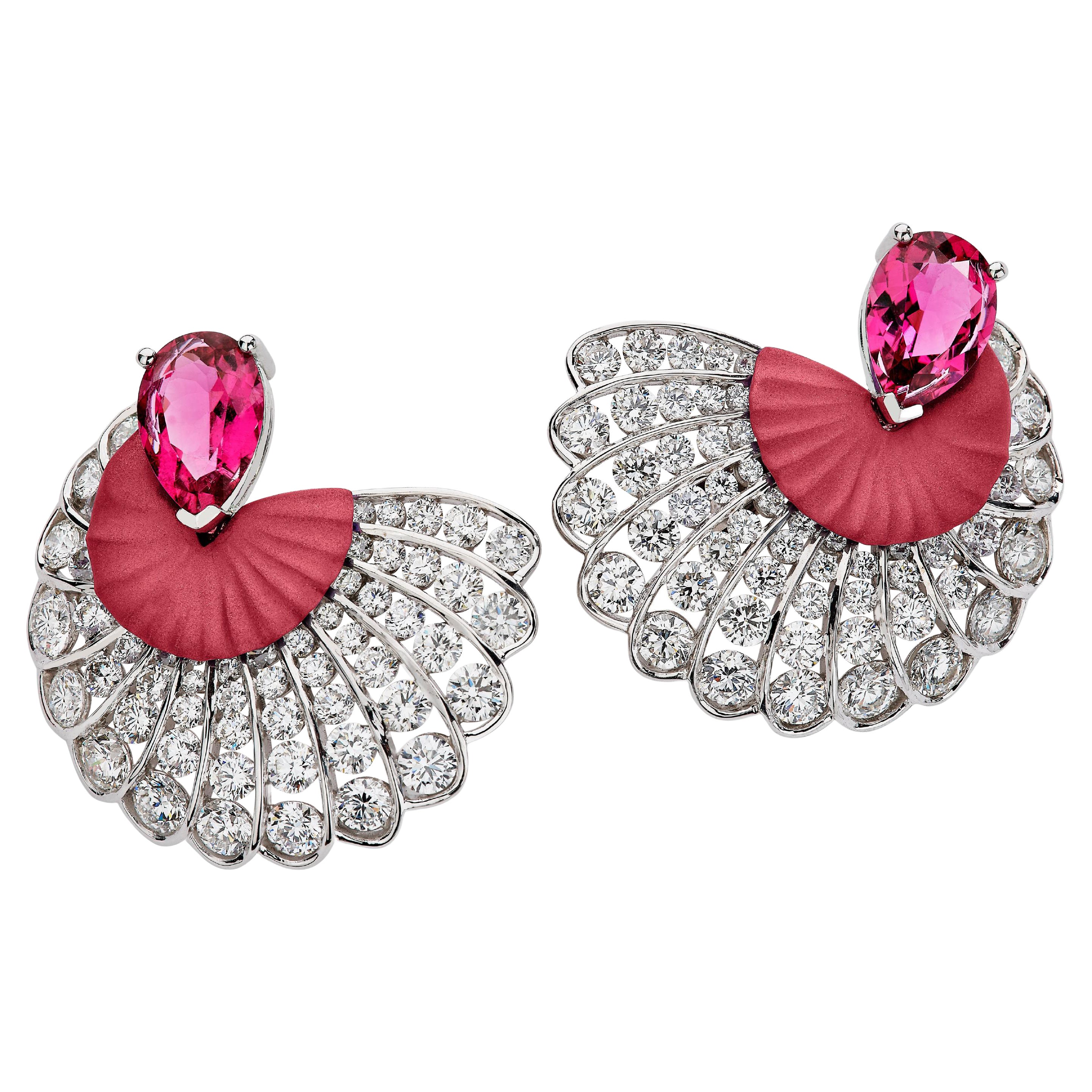 Rubellite & Diamond Earrings
