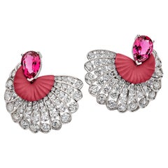 Boucles d'oreilles rubellite et diamant