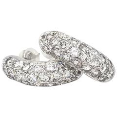 Pave Diamond Curved Drop Earrings in Platinum 5.40 Carat 3