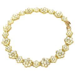 Diamond Floret Bracelet in 18 Karat Yellow Gold 5.50 Carat of Diamonds