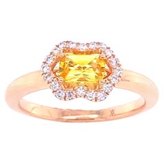 Engagement Ring with Yellow Sapphire and Diamonds Rose Gold