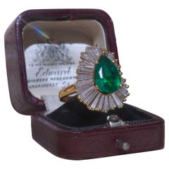 18K Emerald Diamond Ring Pendant Vintage Tiffany & Co Necklace GIA Fine 7.02 Cts