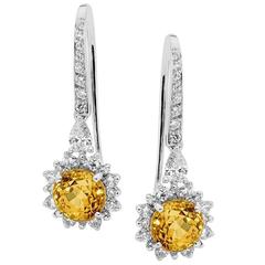 Yellow Sapphire and Diamond Drop Earrings 11
