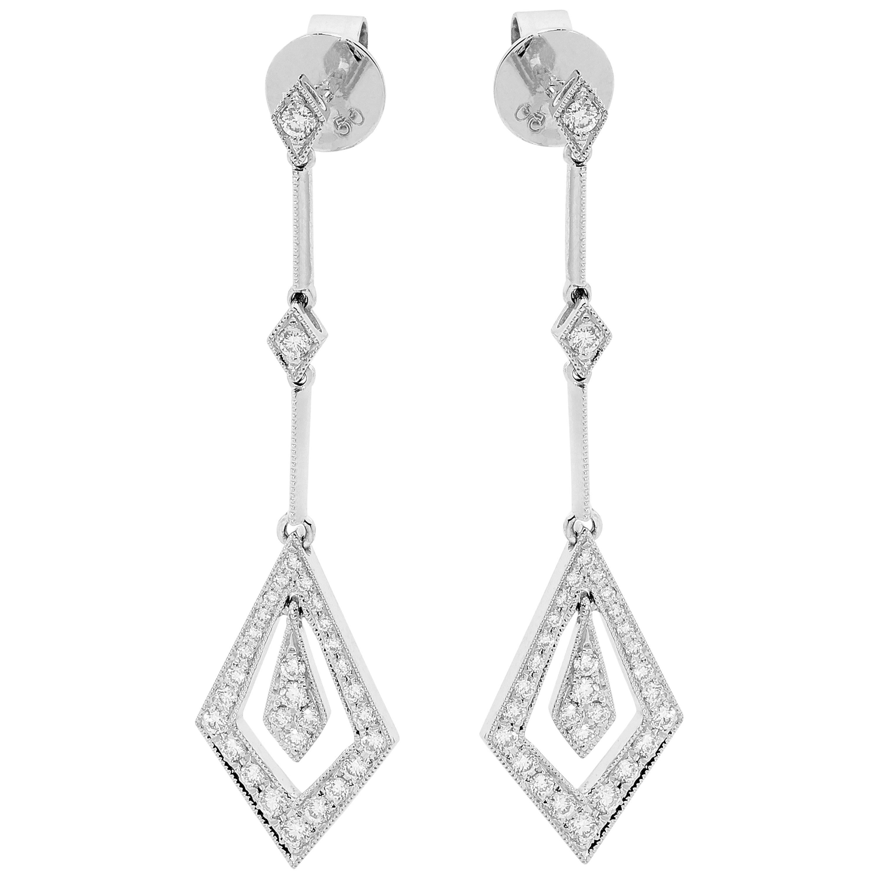 Diamonds and White Gold Drop Earrings