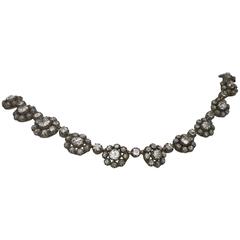 1860s Antique Diamond Cluster Necklace Choker 11