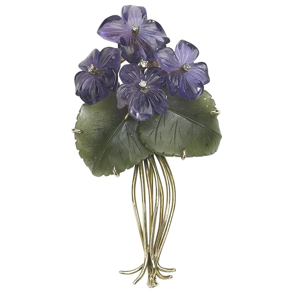 Austrian Violet Flower Brooch